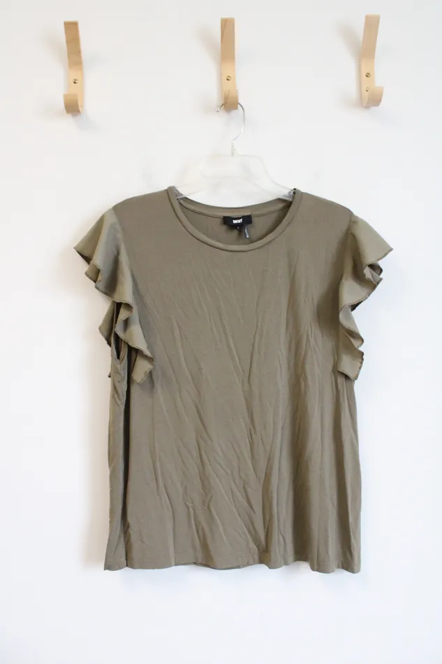 DKNY Earrings DKNY Green Ruffled Sleeve Top L