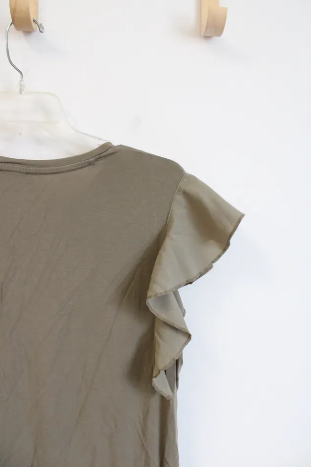 DKNY Earrings DKNY Green Ruffled Sleeve Top L