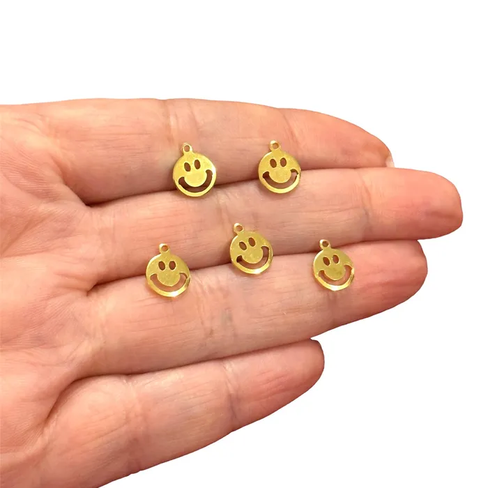 Earrings 24Kt Gold Plated Smiley Face Charms Gold Happiness Charms 5 pcs in a pack Peppy Beads Earrings 24Kt Gold Plated Smiley Face Charms Gold Happiness Charms 5 pcs in a pack Peppy Beads