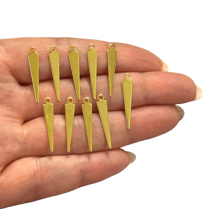 Earrings 24Kt Gold Plated Triangle Charms10 pcs in a pack Peppy Beads