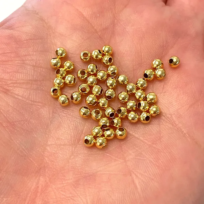 Earrings 24Kt Shiny Gold Plated 3mm Spacer Balls 500 pieces in a pack Peppy Beads Earrings 24Kt Shiny Gold Plated 3mm Spacer Balls 500 pieces in a pack Peppy Beads