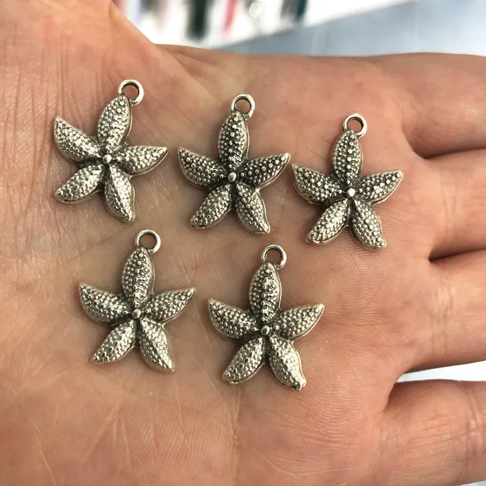 Earrings Antique Silver Plated Starfish Charms 5 Pieces in a pack Peppy Beads Earrings Antique Silver Plated Starfish Charms 5 Pieces in a pack Peppy Beads