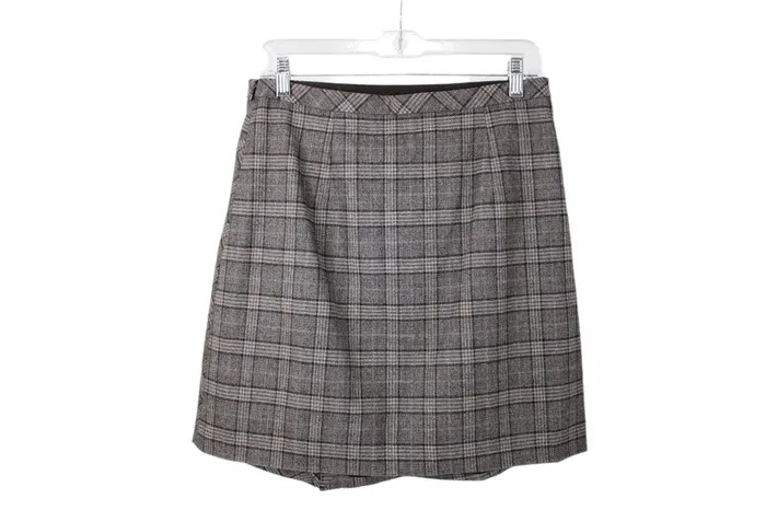 Earrings Banana Republic Banana Republic Brown Plaid Wool Mini Skirt 6