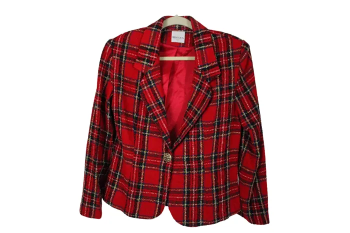 Earrings Bentley Vintage Bentley Red Plaid Blazer 8
