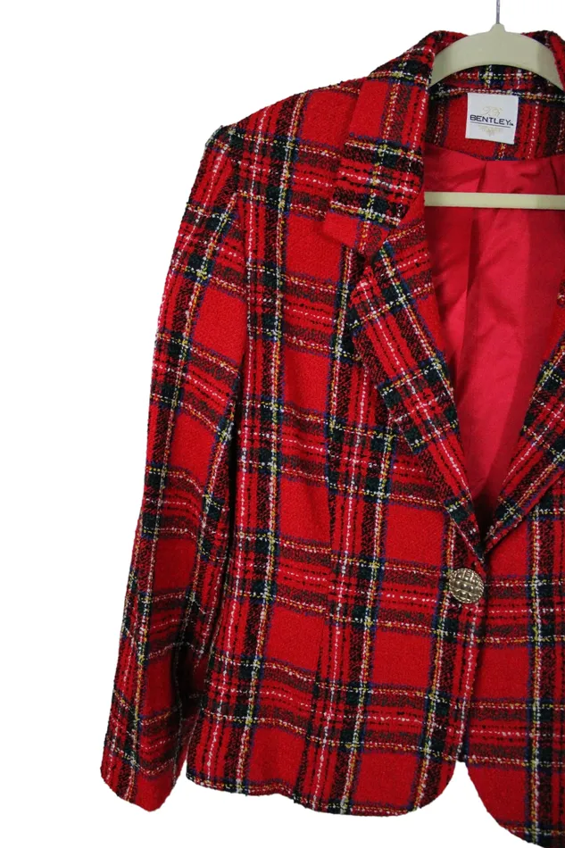 Earrings Bentley Vintage Bentley Red Plaid Blazer 8