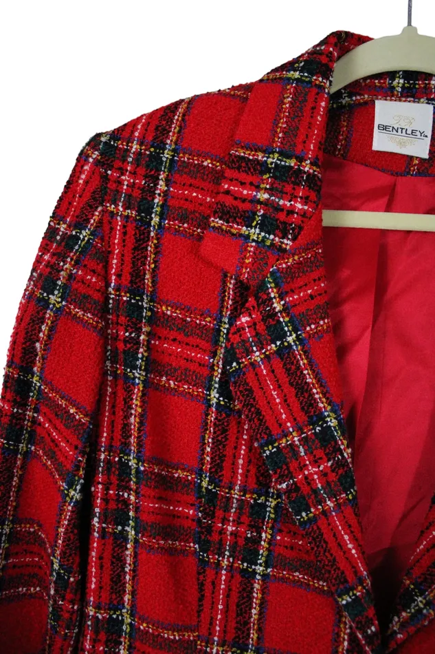 Earrings Bentley Vintage Bentley Red Plaid Blazer 8