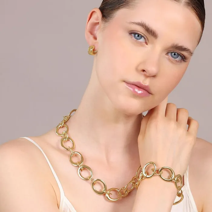 Earrings Bronzallure Bracciale Golden Maglie Ovali alternate ad Anelli