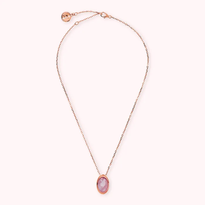 Earrings Bronzallure Collana Catena Forzatina con Pendente in Pietra Naturale Ovale Sfaccettata