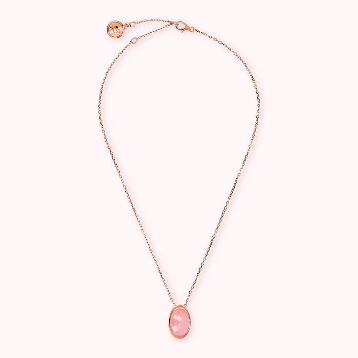 Earrings Bronzallure Collana Catena Forzatina con Pendente in Pietra Naturale Ovale Sfaccettata