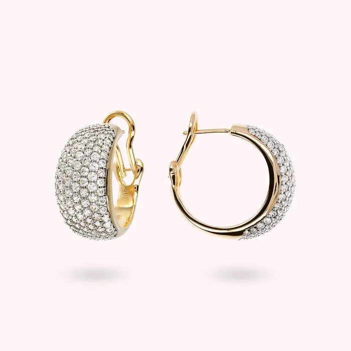 Earrings Bronzallure Orecchini a Cerchio Bombati Golden con Pav in Cubic Zirconia