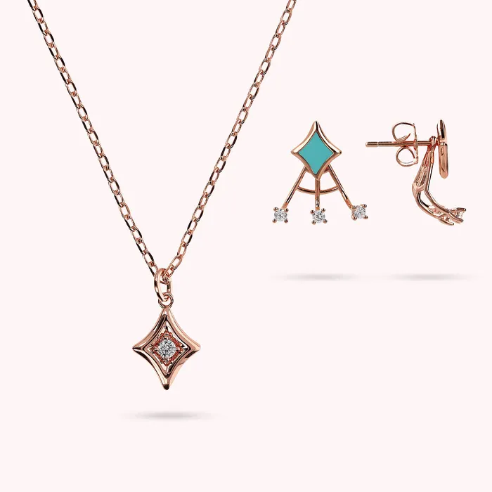 Earrings Bronzallure Set Collana e Orecchini toile Smaltati Turchesi con Cubic Zirconia Earrings Bronzallure Set Collana e Orecchini toile Smaltati Turchesi con Cubic Zirconia