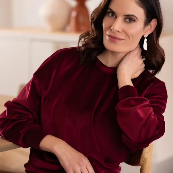 Earrings Burgundy Velour Sweater ZETSKE