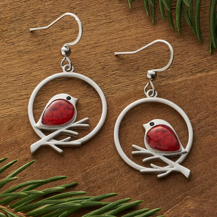 Earrings Chadds Ford Jewelry Red Glass Birdie Branch Earrings