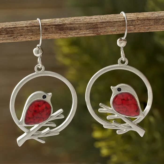 Earrings Chadds Ford Jewelry Red Glass Birdie Branch Earrings