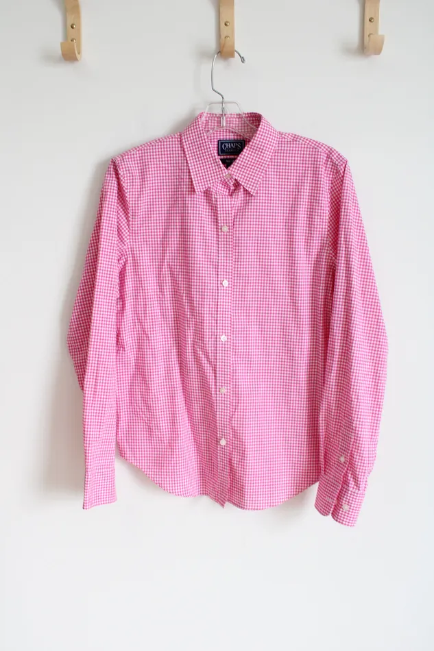 Earrings Chaps Classics No Iron Pink Gingham Button Down Shirt M Chaps