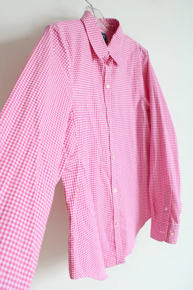 Earrings Chaps Classics No Iron Pink Gingham Button Down Shirt M Chaps