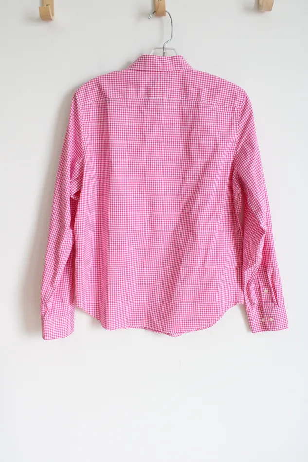 Earrings Chaps Classics No Iron Pink Gingham Button Down Shirt M Chaps