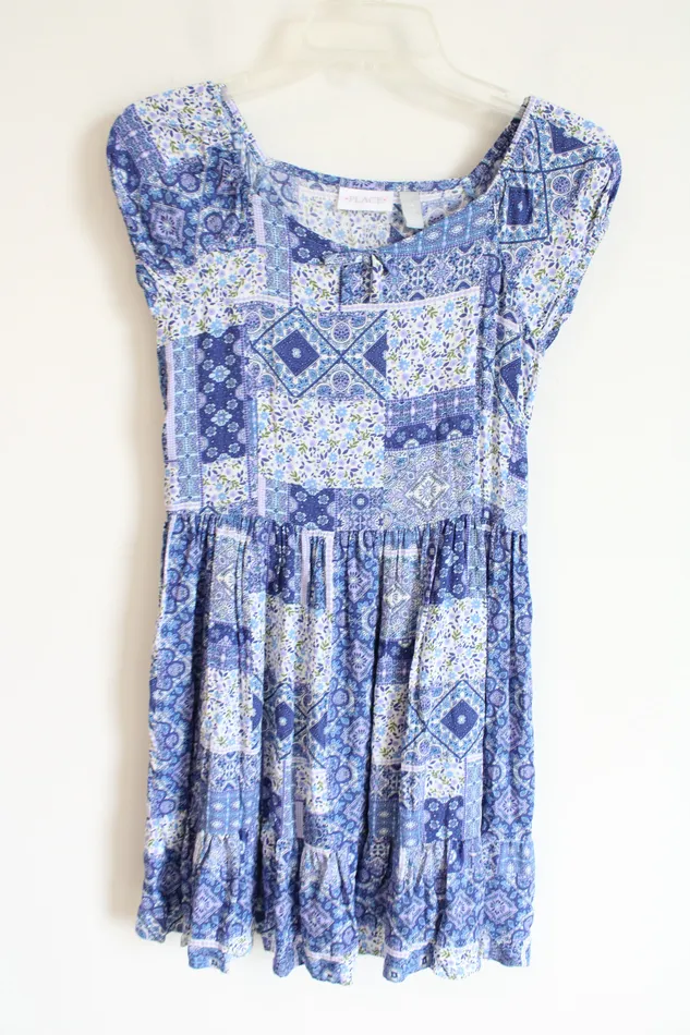 Earrings Childrens Place Childrens Place Blue Rayon Patterned Dress 14