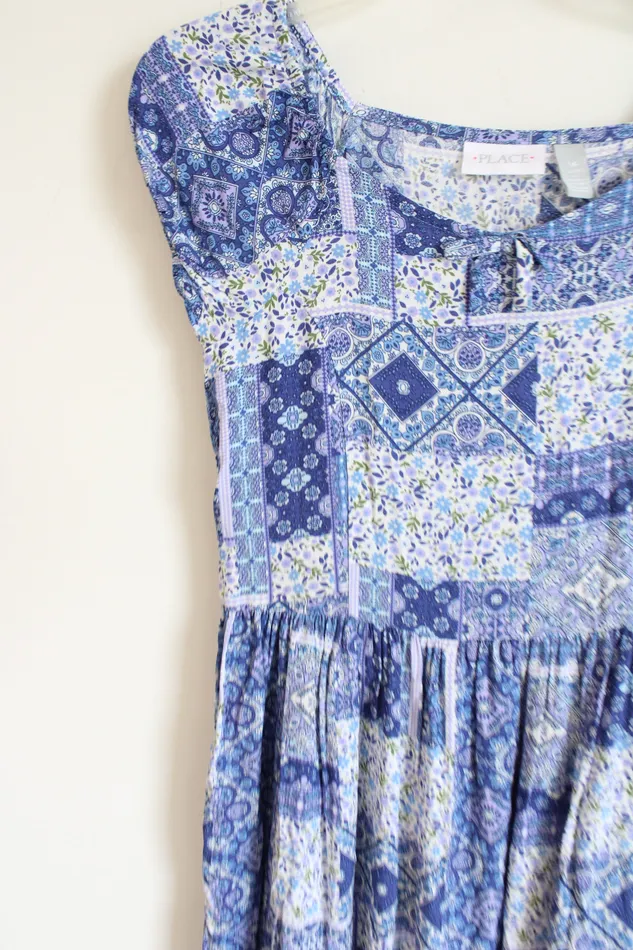 Earrings Childrens Place Childrens Place Blue Rayon Patterned Dress 14