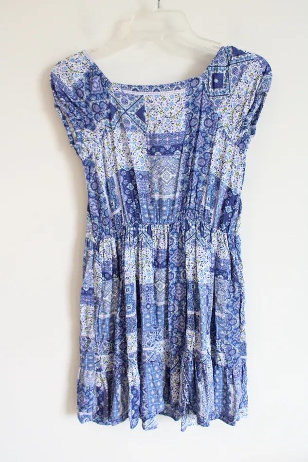Earrings Childrens Place Childrens Place Blue Rayon Patterned Dress 14