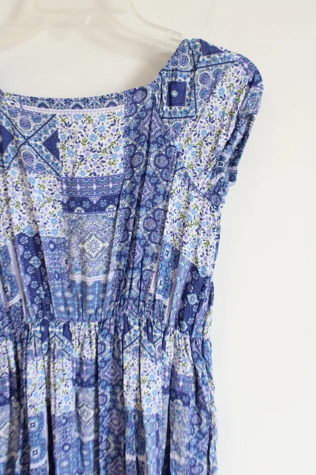 Earrings Childrens Place Childrens Place Blue Rayon Patterned Dress 14