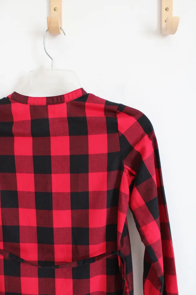 Earrings Childrens Place NEW Childrens Place Red Black Buffalo Plaid Button Down Dress Youth M 78