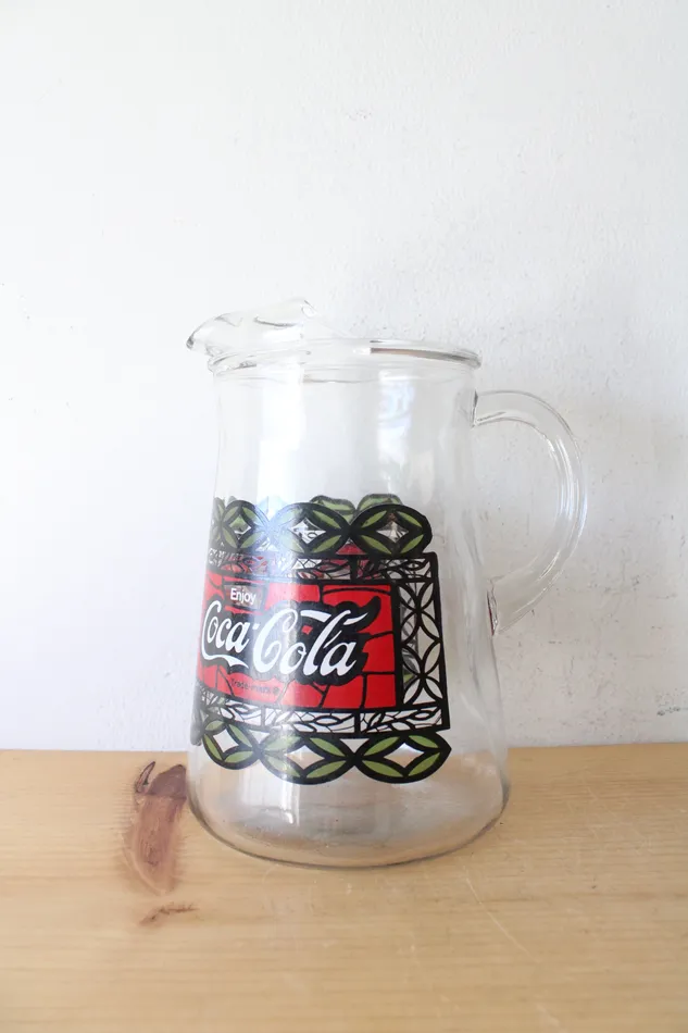 Earrings CocaCola Vintage Red Green CocaCola Glass Pitcher Set