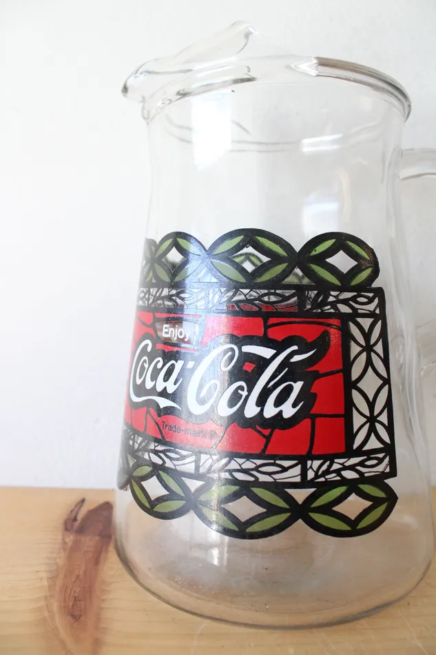 Earrings CocaCola Vintage Red Green CocaCola Glass Pitcher Set