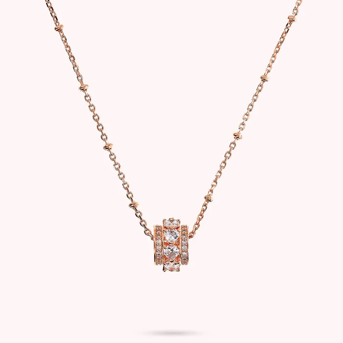 Earrings Collana con Pendente a Rondella e Cuori in Cubic Zirconia Bronzallure