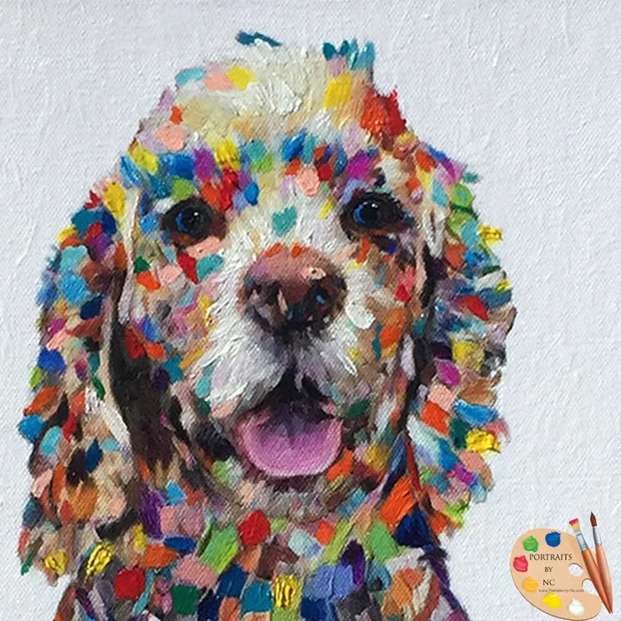 Earrings Colorful Cocker Spaniel Dog Portrait Oil Portrait Portraits by NC