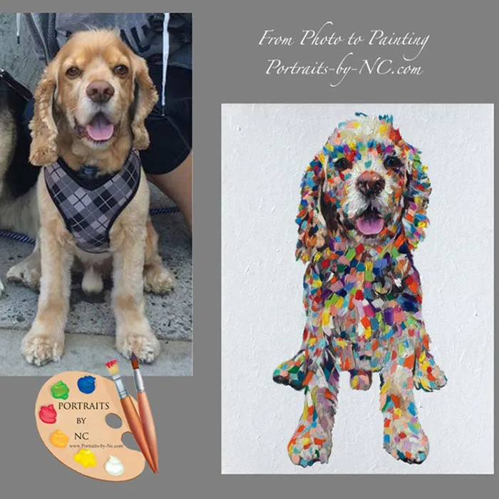 Earrings Colorful Cocker Spaniel Dog Portrait Oil Portrait Portraits by NC