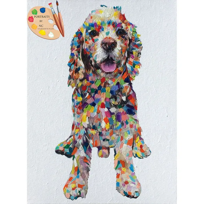 Earrings Colorful Cocker Spaniel Dog Portrait Oil Portrait Portraits by NC