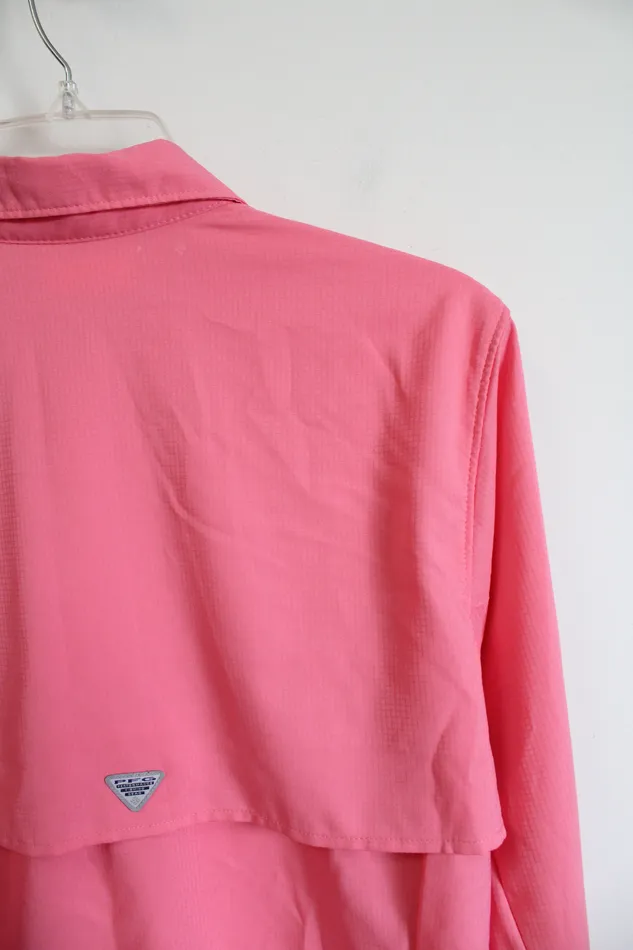 Earrings Columbia Columbia Pink Snap Buttoned Long Sleeved Top S