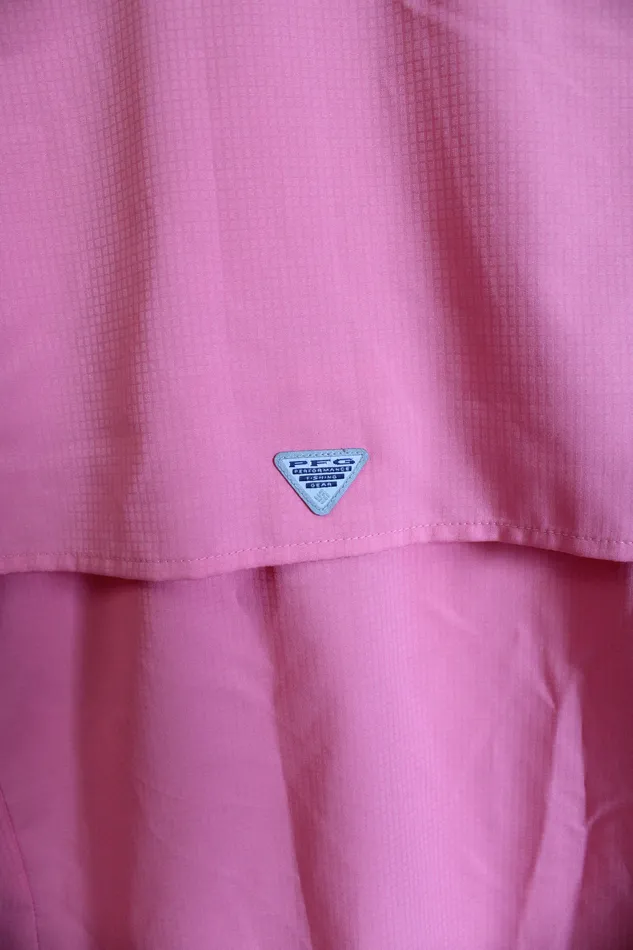 Earrings Columbia Columbia Pink Snap Buttoned Long Sleeved Top S