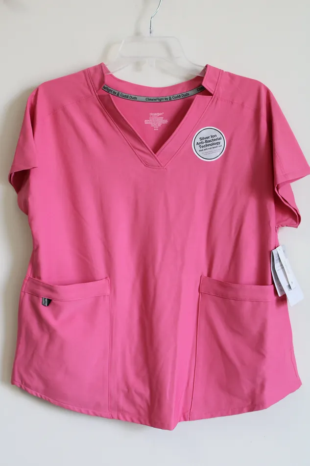 Earrings Cuddl Duds NEW ClimateRight By Cuddlduds Pink Scrub Top M