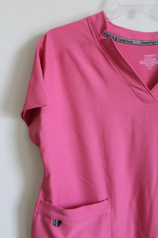 Earrings Cuddl Duds NEW ClimateRight By Cuddlduds Pink Scrub Top M