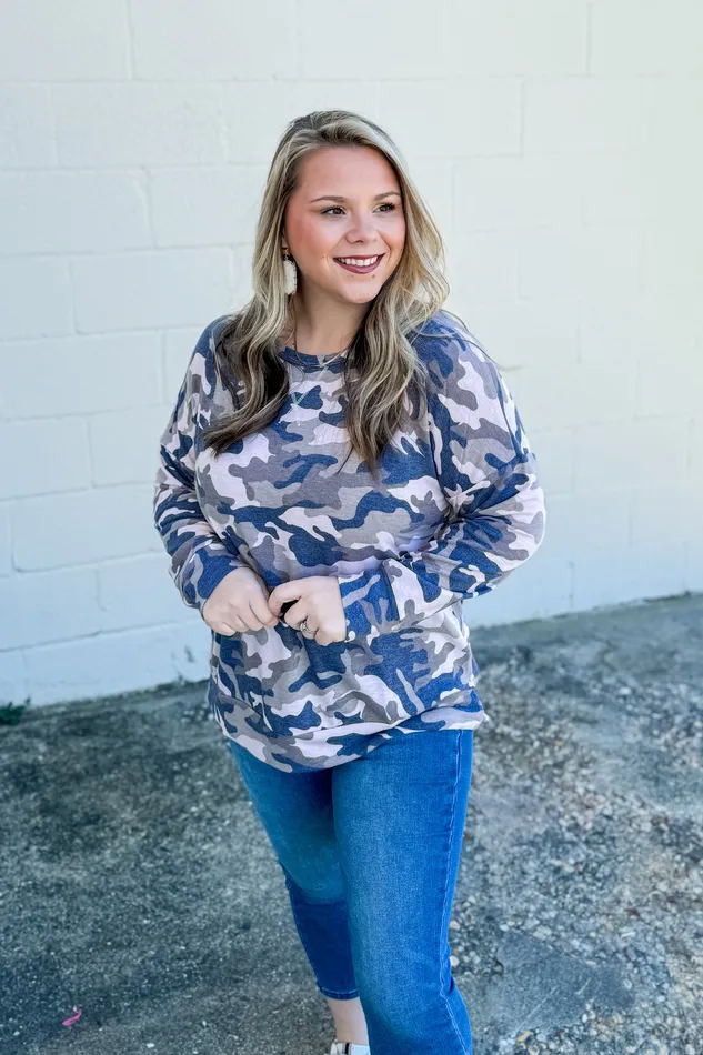 Earrings Dear Scarlett Listen Up Camo Pullover Top
