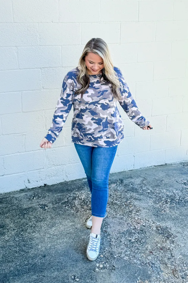 Earrings Dear Scarlett Listen Up Camo Pullover Top