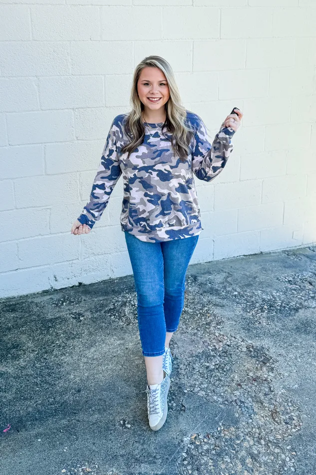 Earrings Dear Scarlett Listen Up Camo Pullover Top