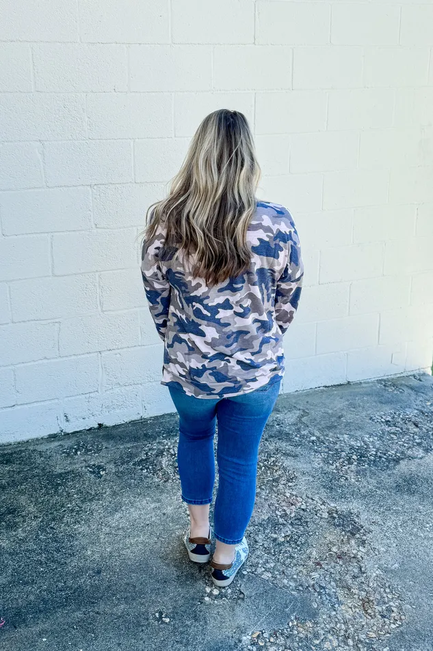 Earrings Dear Scarlett Listen Up Camo Pullover Top