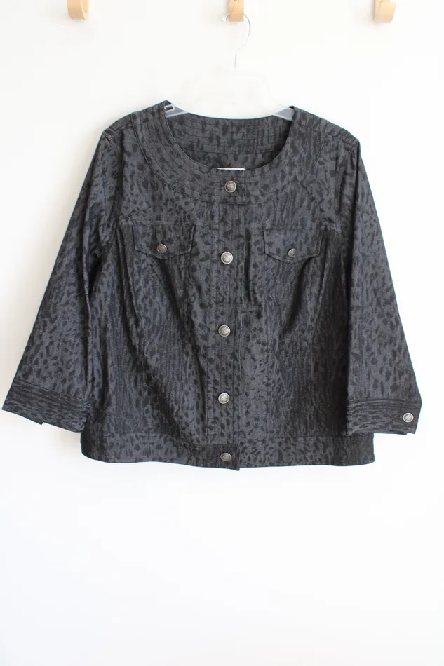Earrings Dressbarn Dressbarn Gray Print Denim Jacket 1416