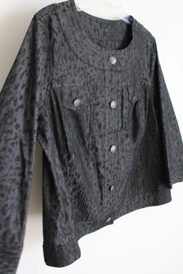 Earrings Dressbarn Dressbarn Gray Print Denim Jacket 1416