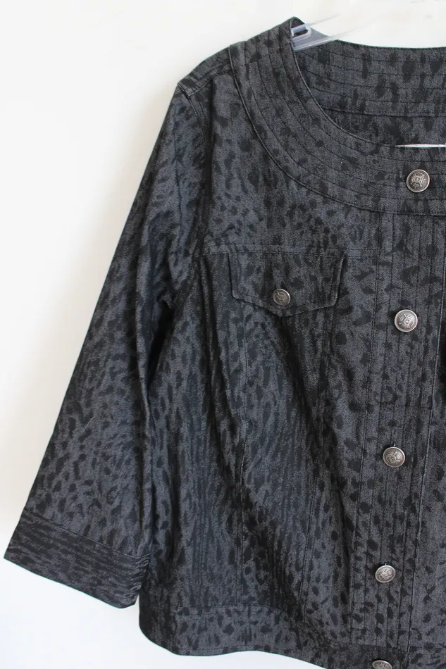 Earrings Dressbarn Dressbarn Gray Print Denim Jacket 1416