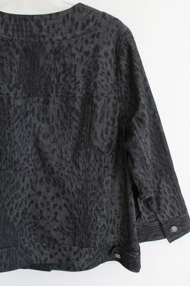 Earrings Dressbarn Dressbarn Gray Print Denim Jacket 1416