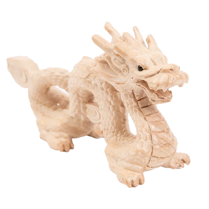 Earrings Eastern Elm HandCarved Wood Dragon