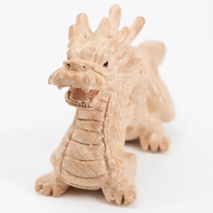 Earrings Eastern Elm HandCarved Wood Dragon