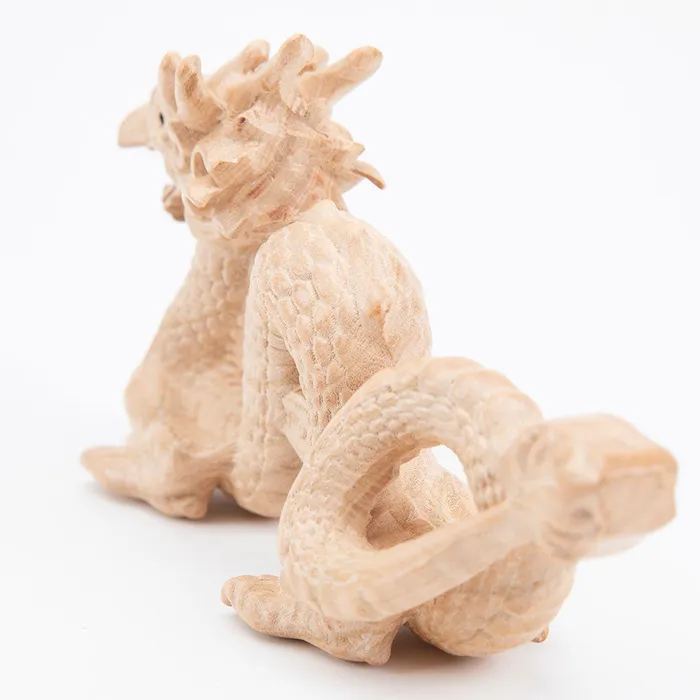 Earrings Eastern Elm HandCarved Wood Dragon