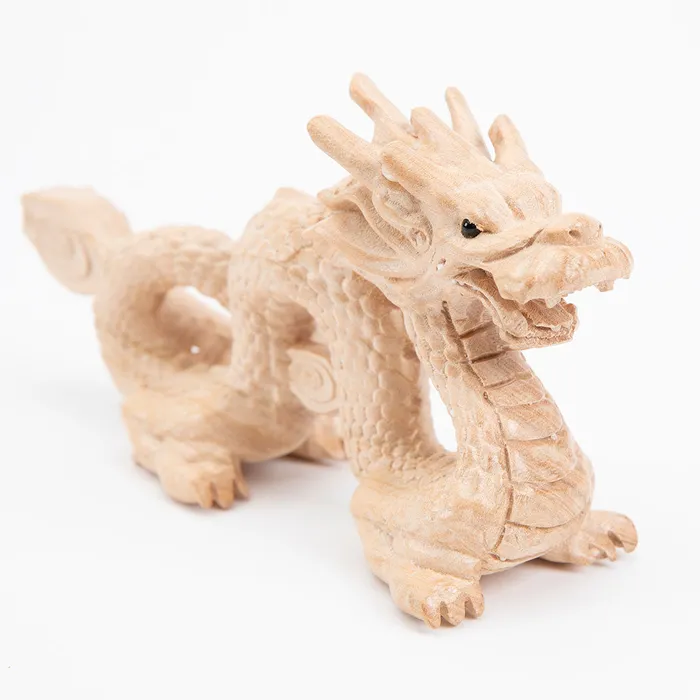 Earrings Eastern Elm HandCarved Wood Dragon