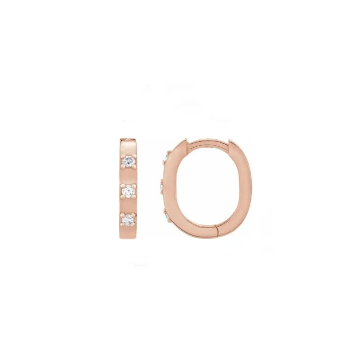 Earrings Everyday High Polished Alternating Diamond 12mm Hoops RACHEL LYNN CHICAGO