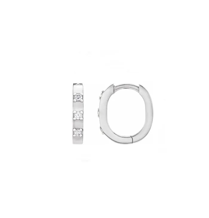 Earrings Everyday High Polished Alternating Diamond 12mm Hoops RACHEL LYNN CHICAGO
